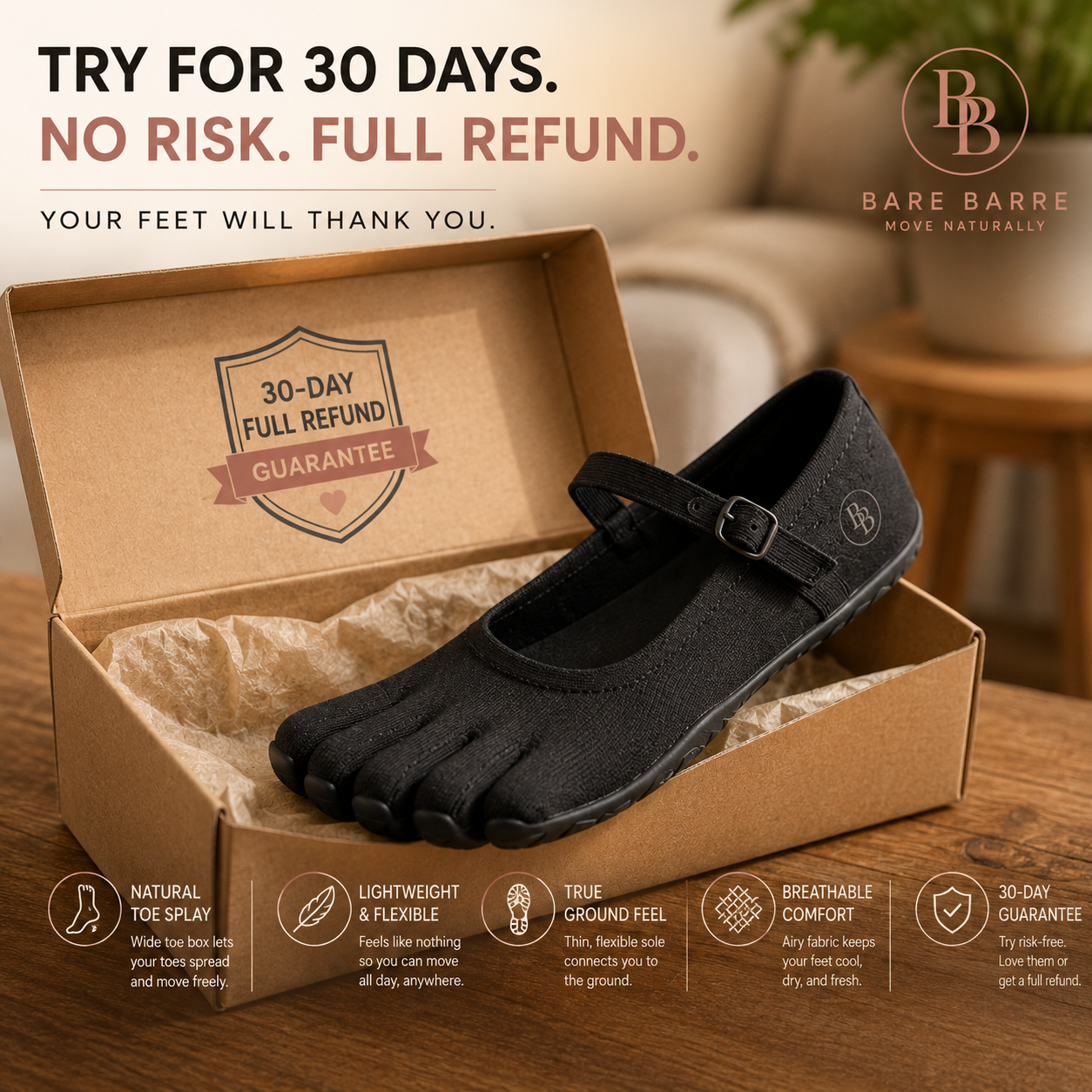 Bare Barre Split-Toe Ballet Flats